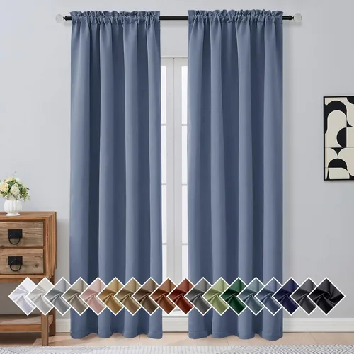 Miniatura 181 de OVZME Cortinas opacas turquesa para tratamiento de ventanas pequeñas, cortinas cortas con bloqueo de luz para ventana de cocina sobre el fregadero