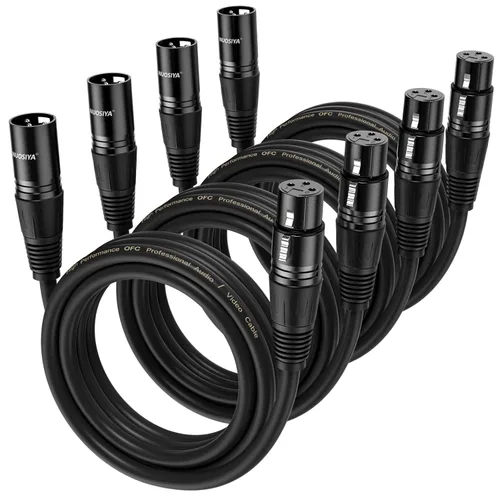 Miniatura 13 de Cable XLR de 1.5 pies, 6 unidades, cables de micrófono, cable de altavoz de micrófono equilibrado de alta calidad con cable XLR macho a hembra DMX