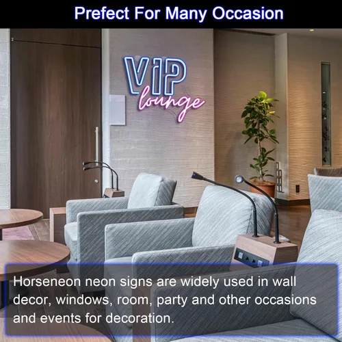 Miniatura 6 de Horseneon VIP Lounge - Letreros de neón para decoración de pared, letreros de luces de neón VIP para decoración de habitación, letrero de luz LED