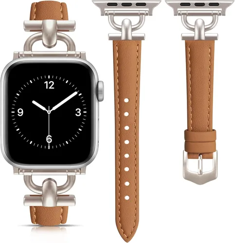 Miniatura 9 de Correa de cuero compatible con las bandas de Apple Watch para mujeres, correa elegante y elegante para iWatch Series 11/10/9/8/7/6/5/4/3/2/1/se