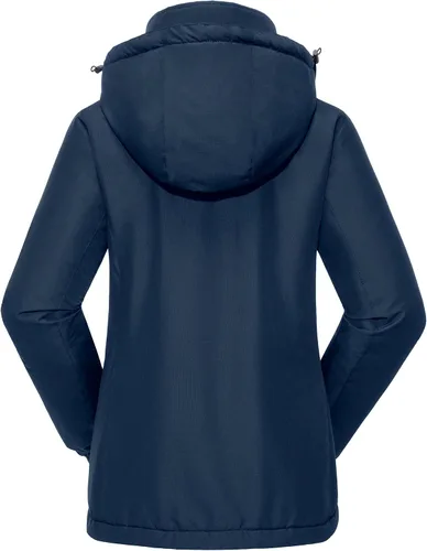 Miniatura 3 de CAMEL CROWN Chaqueta de esquí para mujer, impermeable, cálida, para invierno, con capucha, rompevientos, rompevientos, resistente al viento