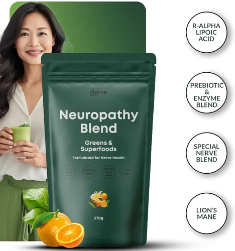Miniatura 3 de The Nerve Brand Mezcla de superalimentos de neuropatía, polvo verde con ácido R alfa lipoico y melena de león para apoyo nervioso, naranja sol, 30