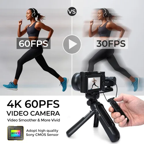 Miniatura 2 de Cámara de vlogging 4K con kits Creator Cámara digital 5K para fotografía Cámara de video de 64MP con pantalla abatible, micrófono, trípode