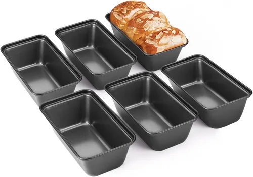Miniatura 9 de HONGBAKE Paquete de 6 Moldes para Pan de 1 Libra, 8.5 x 4.5 Pulgadas Moldes para Hornear Pan, Molde Antiadherente para Pastel de Carne con Agarres