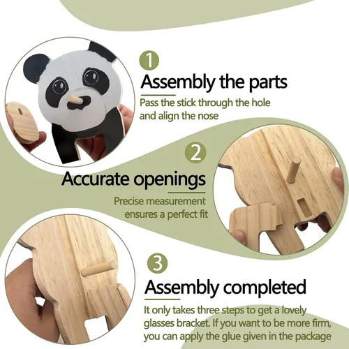 Miniatura 5 de Soporte creativo para lentes de animal, divertido soporte para anteojos para mascotas, bonito soporte de madera hecho a mano para lentes, soportes