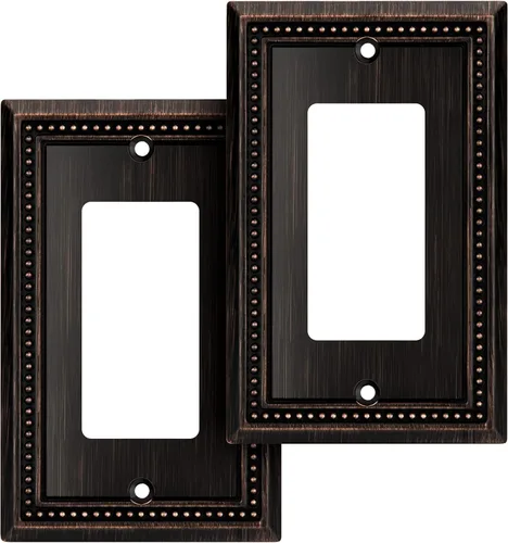 Miniatura 62 de Henne Bery Sunken Pearls - Placa de pared decorativa resistente para interruptor, cubierta para tomacorrientes (doble dúplex, níquel satinado)