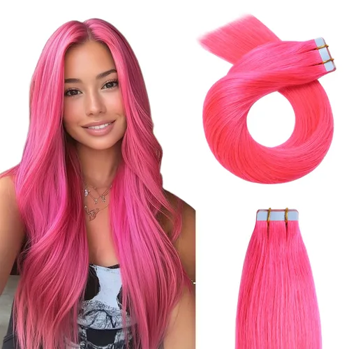 Miniatura 10 de YILITE Extensiones de cabello adhesivas de color rojo, 18 pulgadas, 50 g, 20 unidades, #99J, 100% cabello humano Remy, trama de piel sin costuras