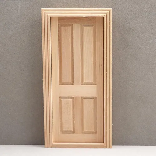 Miniatura 3 de Casa de muñecas AirAds 1:12 Miniatures 4 paneles puerta madera sin terminar