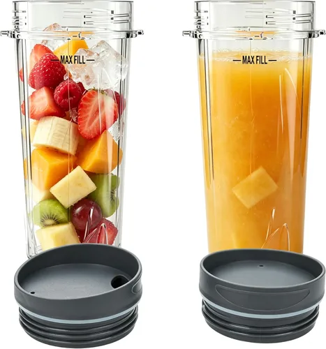 Vasos de licuadora aptos para Ninja, piezas de repuesto de vasos de 16 onzas con tapas, accesorios de licuadora compatibles con Nutri Ninja Auto IQ