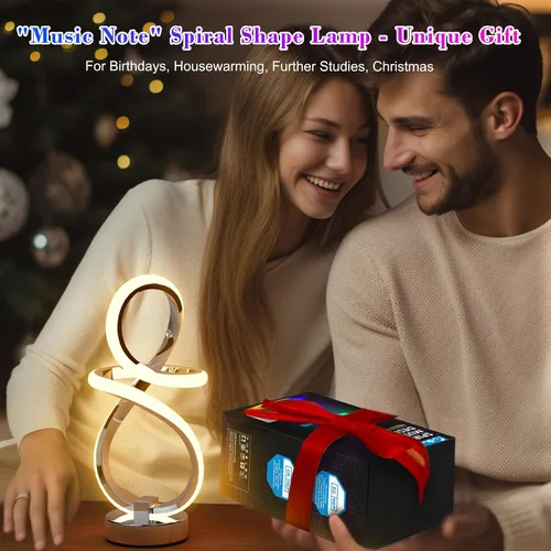 Miniatura 7 de Lámparas de mesa modernas, lámpara LED espiral regulable de 3 niveles con función de memoria, lámpara de noche táctil y control remoto con 16 modos