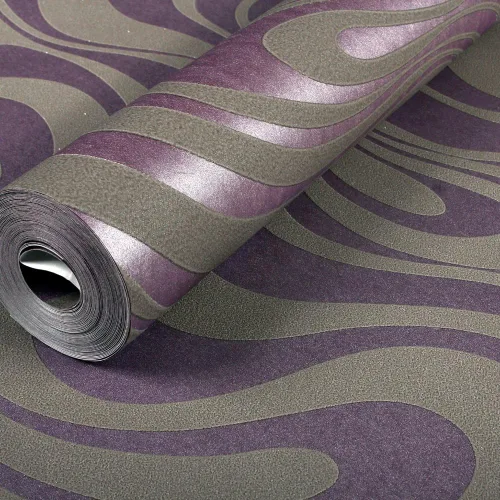 Miniatura 5 de QIHANG rollo de papel para empapelado de gran calidad moderno y lujoso, con diseño abstracto de curvas en relieve 3D, color negro y marrón, de 0.7 m