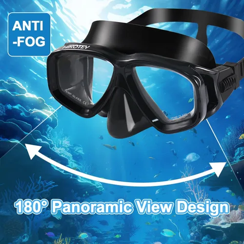 Miniatura 3 de Juego de esnórquel para adultos, juego de máscara de esnórquel de secado completo para adultos, protección antivaho, unisex, vista panorámica HD