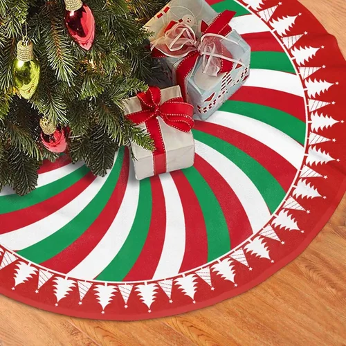Falda de Árbol de Navidad con Diseño de Dulces en Remolino de 36 Pulgadas, Alfombra de Árbol de Navidad, Decoración de Fiesta Navideña de Invierno 7