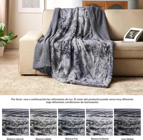 Miniatura 7 de Bedsure GentleSoft Manta Mullida de Sherpa - Manta de Forro Polar Cálida y Acogedora para Regalo de Mujer, Manta de Navidad de Felpa y Piel