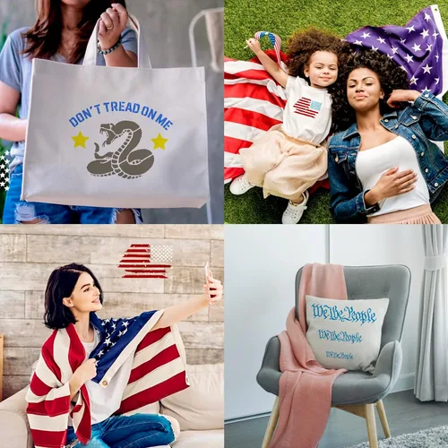 Miniatura 3 de 9 plantillas de bandera estadounidense – We The People & Don't Tread On Me plantillas de trazado reutilizables para adultos, álbumes de tarjetas