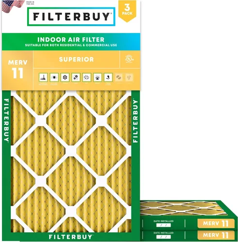 Miniatura 13 de Filterbuy Filtro de aire MERV 11 de 8 x 14 x 1 pulgadas para defensa de mascotas y alergias (paquete de 3), filtros electrostáticos plisados
