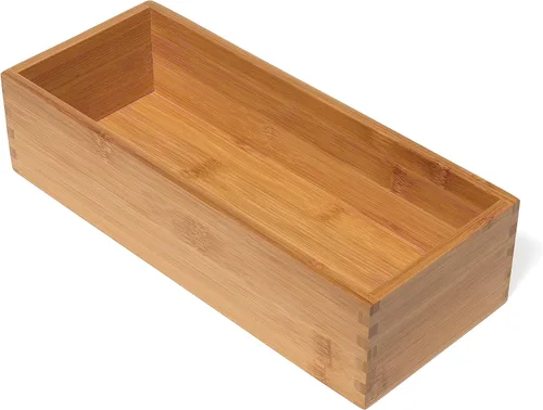 Lipper International Caja de almacenamiento de madera de bambú para utensilios de cocina, maquillaje o suministros de oficina, 5 x 12 x 3 pulgadas
