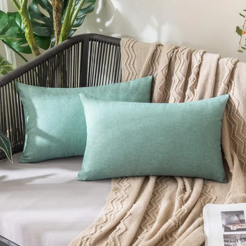 Miniatura 57 de MIULEE Paquete de 2 fundas decorativas para almohadas de exterior, sólidas, impermeables, de lino sintético, estilo granja de jardín, fundas de Óxido