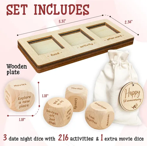 Miniatura 2 de WOODAMORE Regalos de madera de aniversario de 1 año para novia, novio, regalos de madera para el primer aniversario para él y ella, regalos