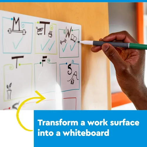 Miniatura 5 de Post-it Marcador permanente fácil de borrar, superficie de pizarra blanca, marcador permanente que se limpia con agua, película blanca de pizarra