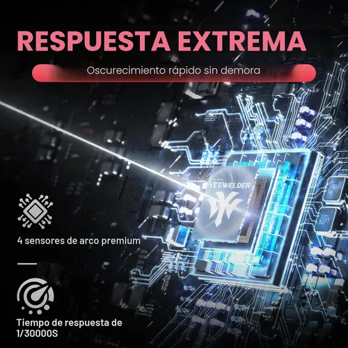Miniatura 5 de YESWELDER - Máscara de soldar con oscurecimiento automático, funciona con energía solar, color real.