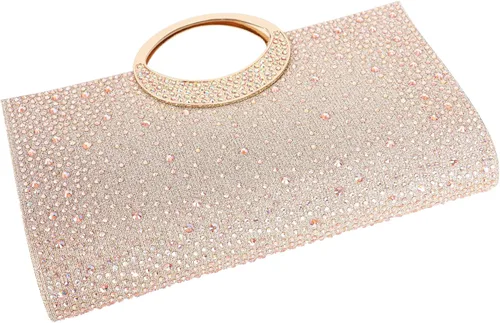 Miniatura 34 de Dexmay - Bolso de mano con diamantes de imitación con asa de cristal para boda, fiesta, elegante bolso de mano para mujer