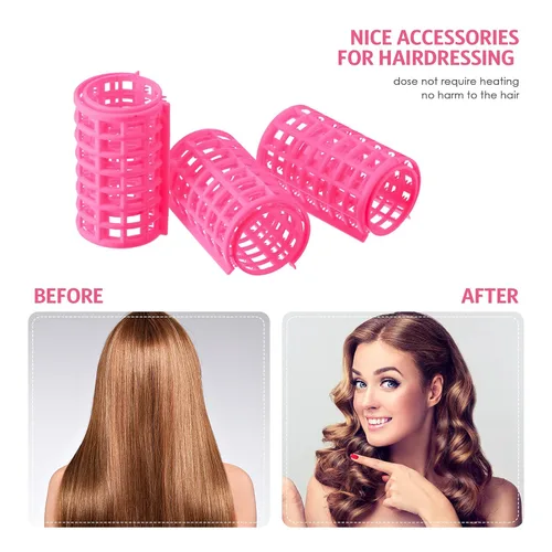 Miniatura 4 de Syhood 12 Piezas Rodillos de Cabello de Plástico para Mujeres Juego de Rizadores de Tamaño Grande Clips de Rodillo a Presión con Peine de Cola