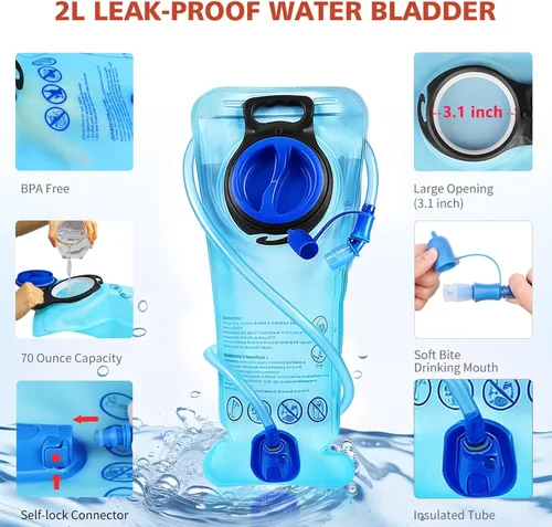 Miniatura 7 de Hydration Pack, Insulated Hydration Backpack with 2L Hydration Bladder, Hiking Backpack for Men Women Kids, Water Backpack for Hiking, Running