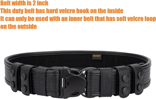 Miniatura 2 de TACNEX Cinturón de Servicio de Tejido de Canasta de 2" con Forro de Gancho 4 Sujetadores Cinturón Interior Reversible de 1.5" para Policía