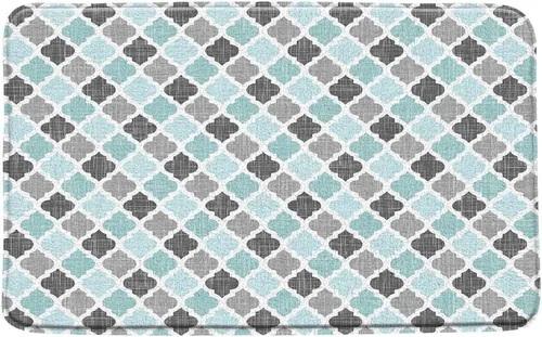 Miniatura 9 de Tapete de baño negro azul gris con patrón geométrico Asbtarct vintage, moderno, estilo granja, clásico, de microfibra, de espuma viscoelástica