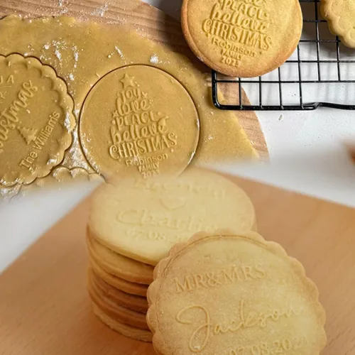 Miniatura 5 de Sello de galletas personalizado con diseño en relieve 3D, molde acrílico personalizado para galletas navideñas con asa para decoración de hornear