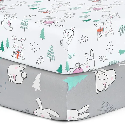 Miniatura 50 de Pack n Play Sheets, BROLEX 2 Pack Mini Crib Sheets,Stretchy Portable Fitted Playard Sheet Set, Convertible Playard Mattress Cover,Ultra Soft