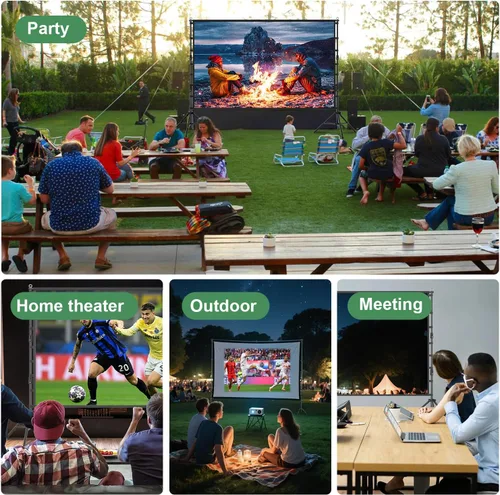 Miniatura 7 de Pantalla y soporte de proyector de 180 pulgadas, pantalla de proyección al aire libre de 15 pies, pantalla de cine portátil grande sin arrugas