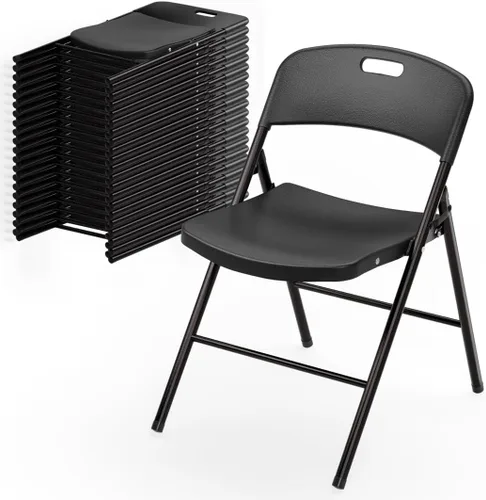 Miniatura 18 de Bonnlo Paquete de 2 sillas plegables de plástico negro, asiento portátil con marco de acero resistente para uso en interiores y exteriores, perfecto