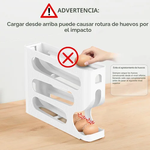 Miniatura 4 de Sotfamily Soporte para huevos para nevera, dispensador automático de huevos para refrigerador, encimera, cocina, rodillo de huevos que ahorra