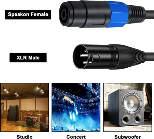Miniatura 3 de Poyiccot Cable Speakon hembra a XLR, adaptador Speakon hembra a XLR macho de 6 pies con bloqueo giratorio compatible con micrófono de escenario DJ