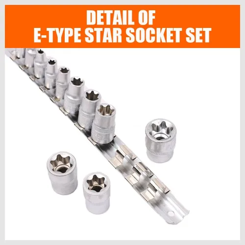 Miniatura 2 de HORUSDY Juego de zócalo de 11 piezas E Torx hembra externo Star Socket Set E4 - E20 Juego de zócalos de par