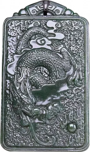 Miniatura 25 de China Natural Hetian Green Jade Nefrita Tallado Fengshui Zodiaco Dragón Bestia Colgante Amuleto Dragón 3#