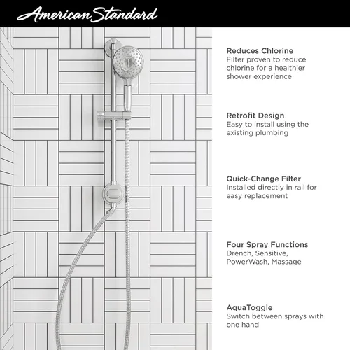 Miniatura 7 de American Standard 9238759.002 Spectra Sistema de riel de ducha manual filtrado en cromo Cromado