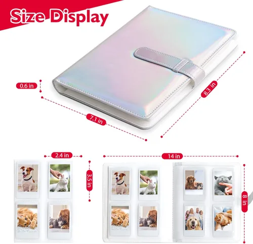 Miniatura 5 de Álbum de fotos mini con 128 bolsillos para cámara Fujifilm Instax Mini, Polaroid Snap, Z2300, cámaras instantáneas SocialMatic e impresora Plata