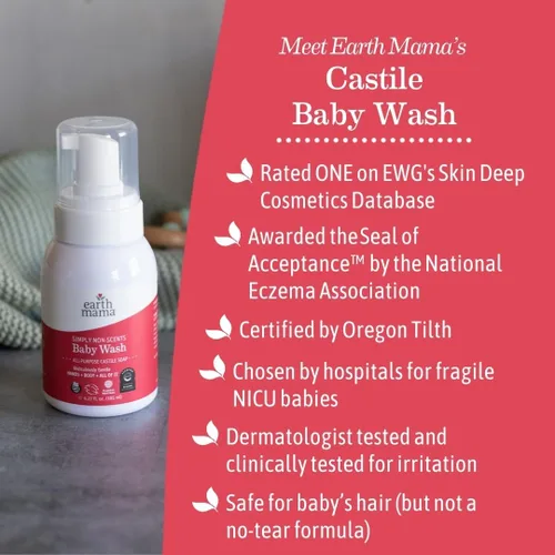 Miniatura 8 de Earth Mama Simply Non-Scents - Jabón de manos espumoso para bebés, gel de baño multiusos sin fragancia para pieles sensibles, jabón de castilla