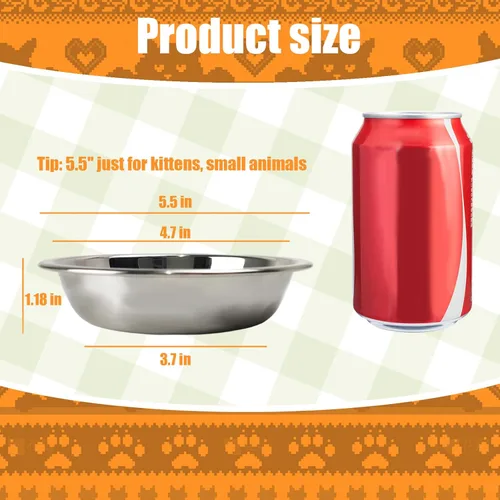 Miniatura 2 de Cuencos de acero inoxidable para gatos, cuencos de comida poco profundos para gatos, plato pequeño de metal para mascotas para gatitos y gatos