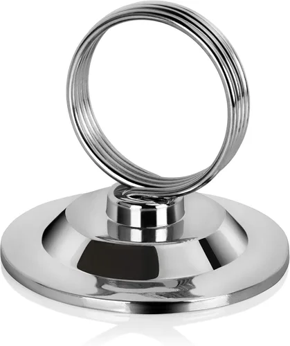 Miniatura 2 de New Star Foodservice Soporte para números de mesa con clip de anillo, soporte para tarjetas de lugar, 1.5 pulgadas, plateado, metal, juego de 12