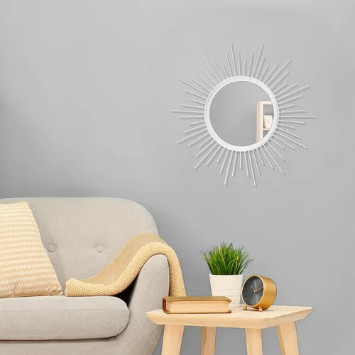 Miniatura 3 de Espejo de pared Sunburst con radios para el hogar, espejo de arte de pared clásico de metal moderno, espejo colgante moderno, decoración de sala