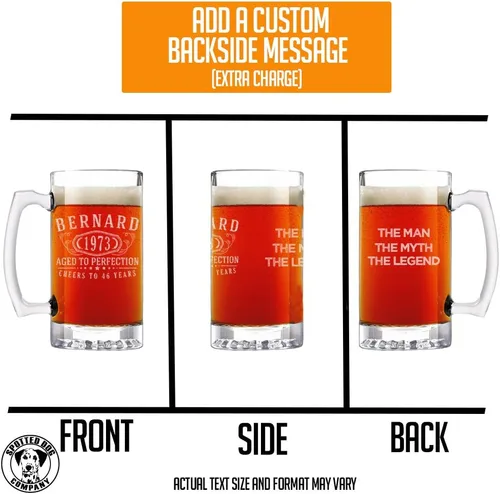 Miniatura 4 de Taza de cerveza de vidrio grabada personalizada de 25 onzas para hombres, Día del Padre, monograma, nombre personalizado, regalos de cerveza Claro