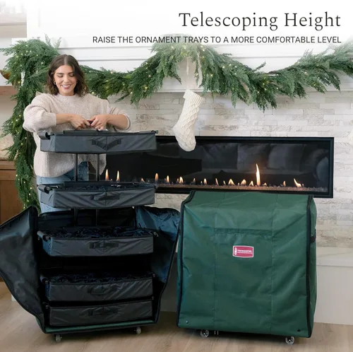Miniatura 2 de TreeKeeper Caja de almacenamiento telescópica de adornos navideños con divisores: organizador ajustable con capacidad para 120 adornos de hasta 4