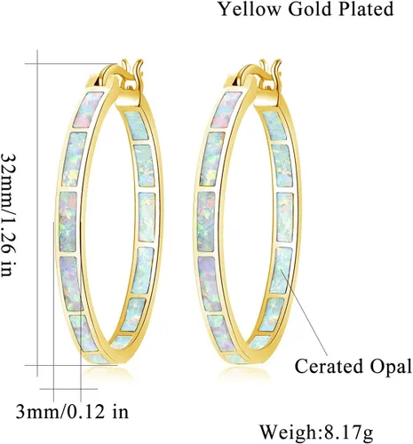 Miniatura 3 de CiNily - Arracadas de ópalo chapado en rodio, oro rosa o amarillo con gemas grandes, de 1.26pulgadas