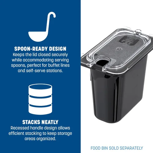 Miniatura 4 de Carlisle FoodService Products 10337U07 StorPlus Tapa universal de policarbonato de superficie plana con muescas para alimentos de noveno