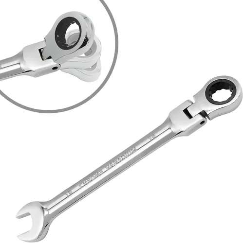 Miniatura 9 de Llave de trinquete de cabeza flexible de 15 mm, llave combinada de acero al cromo vanadio de 12 puntas con engranaje de trinquete de 72 dientes