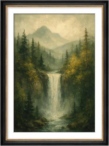 Miniatura 78 de MUDECOR Lienzo enmarcado prémium para pared, pinos nevados en bosque de invierno, ilustraciones modernas, arte contemporáneo, escénico, divertido